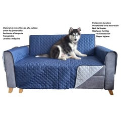 GENERICO - PROTECTOR, FUNDA, FORRO DOBLE FAZ SOFA DE 5 PUESTOS - AZUL OSCURO/GRIS