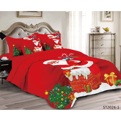 GENERICO - Cubrelecho Navideño Doble Faz Para Cama Queen 160x190