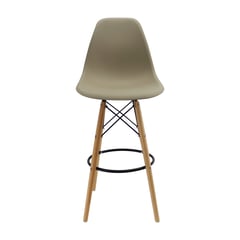 ZER - SILLA BAR EAMES PATAS DE MADERA BEIGE CON DESCANSAPIES POLIPROPILENO