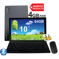 KRONO - Tablet 10 Pulgadas 4GB RAM Doble SIM Android 14 64GB + Teclado + Mouse Gris