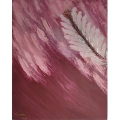 GENERICO - Obra de Arte - Pluma en Contraste Vinotinto - Rosa