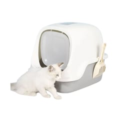 HALLY PET - Baño Arenero Grande Para Gatos Con Filtro Gris