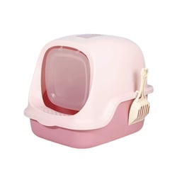 HALLY PET - Baño Arenero Grande Para Gatos Con Filtro Rosado