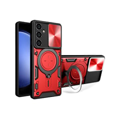 GENERICO - Estuche Proteccion Camara Con Soporte Compatible Samsung S24 FE Rojo