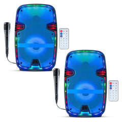 ENERGY PLUS - Set x2 Bafle Parlante Bluetooth 65 Recargable Luces Radio