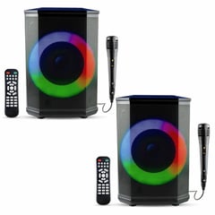 ENERGY PLUS - Set x2 Bafles 8 30W Recargables con Radio Micrófono y LED