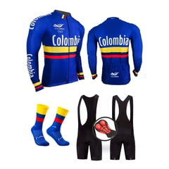 GENERICO - Uniforme Ciclismo Jersey Pantaloneta Medias Badana GEL20D ColombiaAzul