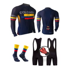 GENERICO - Uniforme Ciclismo Jersey Pantaloneta Medias Badana GEL20D Colombia Osc