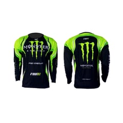 GENERICO - Jersey Enduro Moto Monster MotoCross MTB BMX DownHill Negro Verde