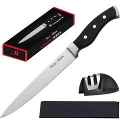 GENERICO - Cuchillo Cocina Rebanador Tallador + Afilador Doble Premium - Negro