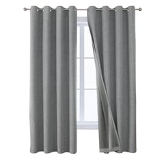 CASATUA - Cortinas Blackout 100% 2Paños 140x220 Lino Doble - Gris