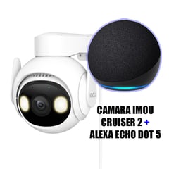 IMOU - Combo Cámara Cruiser 2 5MP 3K Wifi IP 66 Robótica + Alexa Echo Dot 5 Negro