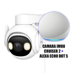 IMOU - Combo Cámara Cruiser 2 5MP 3K Wifi IP 66 Robótica + Alexa Echo Dot 5 Blanco