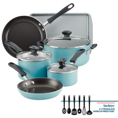 FARBERWARE - Batería 15Pzs antiad DiamondMax® Cookstart Azul Aqua