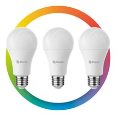 STEREN - 3 Focos Led Bluetooth Rgb+W Multicolor De 9 W