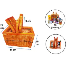 GENERICO - Canasta Picnic Mini en Mimbre Tejida A Mano