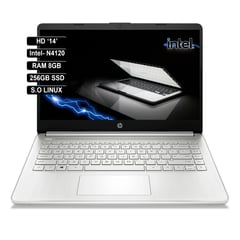 HP - PORTATIL 14′ HD INTEL N4120 RAM 8GB 256GB SSD Silver