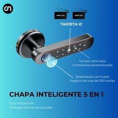 GENERICO - Cerradura chapa inteligente 5 en 1 PULIDO