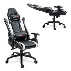 EGTAIR - Silla Gamer ARES con cuero PU base metálica y ruedas de goma