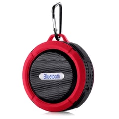 MUSIC - Parlante Bluetooth radio impermeable antishock soporte bici rojo