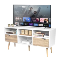 TOPLIVING - Mueble para TV Rack Moderno Estilo Nórdico Blanco y Marrón