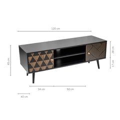 TOPLIVING - Mueble para TV Rack Vintage Con Estantes y Puertas Negro