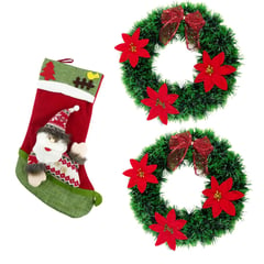 IMPORTADORA MAKA - Corona Navideña X2 Y Bota Adorno Navideño Decorativa