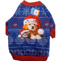 TIENDA MASKOTIKAS - Buso Navideño Jersey para perro y gato Azul 3XL