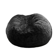 DORMIPUFF - Puff Tela Peluche Redondo Negro Gigante Silla Cojín