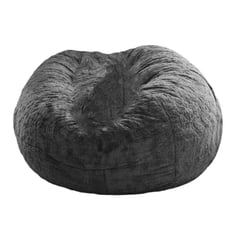 DORMIPUFF - Puff Redondo Tela Peluche Gigante Gris Silla Cojín