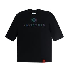 HAKISTORM - Camiseta oversized 100% algodón Logo reflectivo