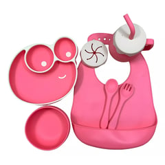 GENERICO - Set Vajilla Bebe Silicona Kit 9pcs Alimentacion Plato Babero