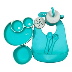 GENERICO - Set Vajilla Bebe Silicona Kit 9pcs Alimentacion Plato Babero