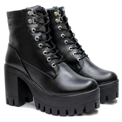 A2B - Botines Negros de Plataforma con Tacón Chunky Estilo Urbano Audaz