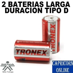 TRONEX - 2 Baterías Pilas Carbono Tipo D