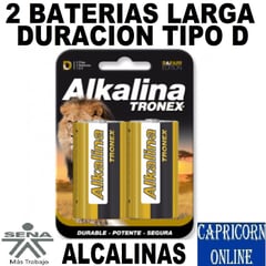 TRONEX - 2 Baterías Pilas Alcalinas Tipo D