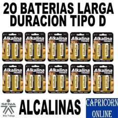 TRONEX - 20 Baterías Pilas Alcalina Tipo D