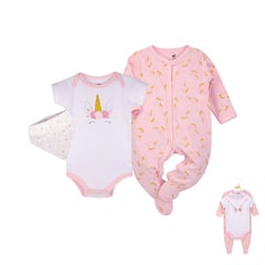 HUDSON - Conjunto Set 3 Piezas Eneterizo Body Mameluco Ropa Bebe Niña