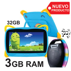 KRONO - Tablet Niños 3GB RAM 32 GB Android 7 Pulgadas + Parlante AZUL CLARO