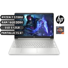 HP - Portátil 15 Ryzen 7 5700U Ram 16GB DDR4 SSD 512GB 16 Pulgadas