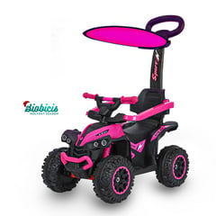 BIOBICI - Cuatrimoto ELÉCTRICA Fucsia Recargable + Parasol