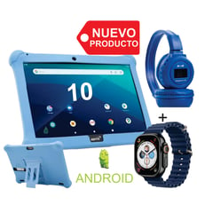 GENERICO - Tablet 10 Pulgadas Android 11 2GB RAM 32GB Estuche Silicona + Reloj + Diadema