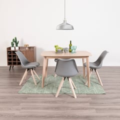 MUEBLES FIOTTI - Juego de comedor 4 puestos Blanco Gris Fiotti Esikol