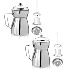 CHEF MASTER - Set x2 Olletas Chocolateras 1L Acero Filtro Tapa Antiderrame