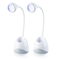 ENERGY PLUS - Set x2 Lámpara de Mesa de Noche Moderna Luz LED UV Carga USB Blanco