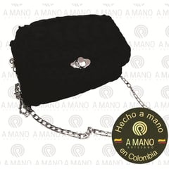 GENERICO - Bolso Azul Oscuro cartera Cadena Plata Artesania Tejido a Mano