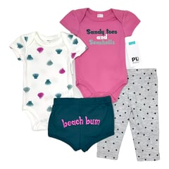 GENERICO - Conjunto Ropa Bebe Niña Pl Baby 4 Piezas Algodón Mamelucos