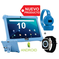 GENERICO - Tablet NIÑOS 10 Pulgadas Android 11 32GB Estuche Silicona + Reloj Inteligente + DIADEMA