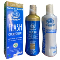 HERBACOL - Flash cubre canas kit shampoo protección color