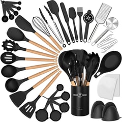 ONE PIXEL - Set Utensilios En Silicona Para Cocina Juego Cuchillos X43 Negro